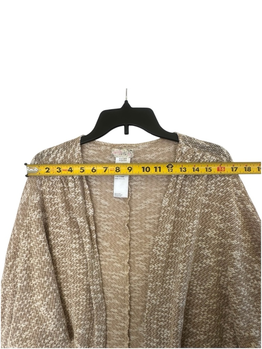 Free People Marled Open-Front Longline Cardigan Sweater - Beige/Tan - Picture 3 of 8